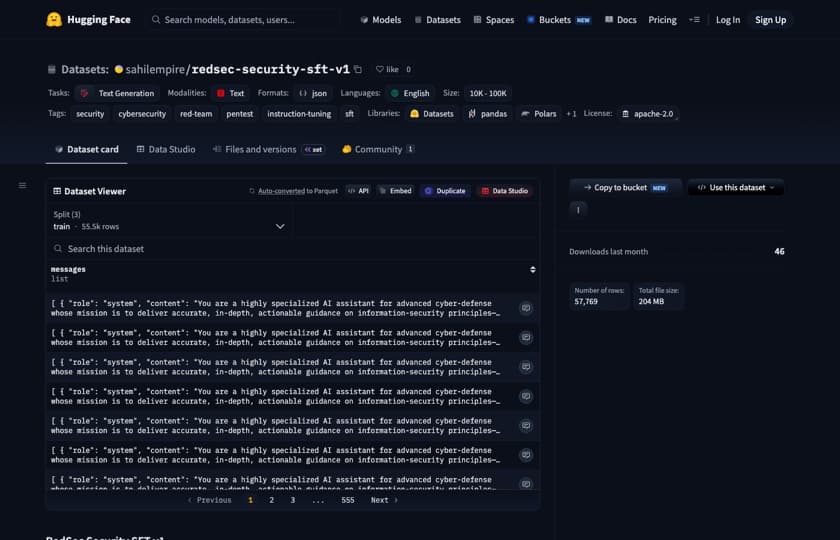 RedSec security SFT dataset