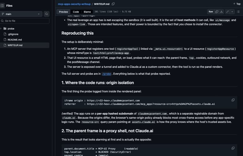 MCP Apps writeup: trust boundaries