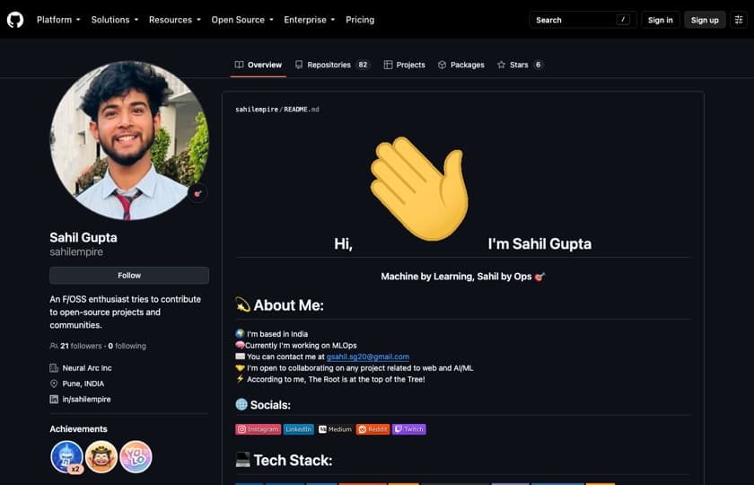 Sahil on GitHub